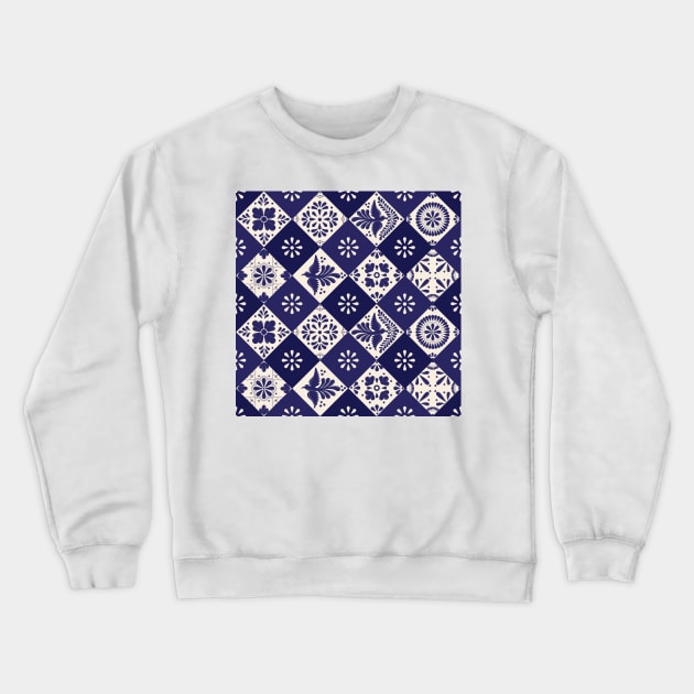 Mexican Talavera Tiles Pattern Crewneck Sweatshirt by Akbaly
